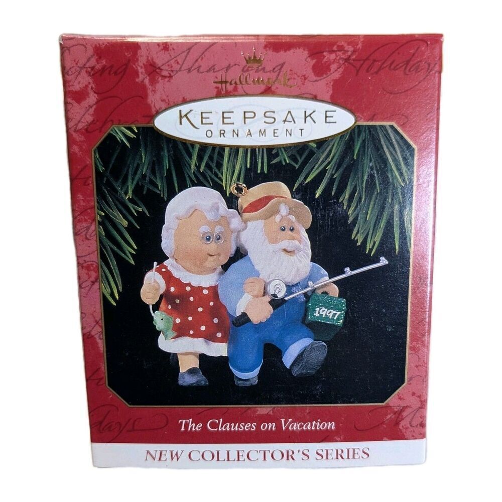 1997 Hallmark The Clauses on Vacation Going Fishing Santa Ornament NEW IN BOX